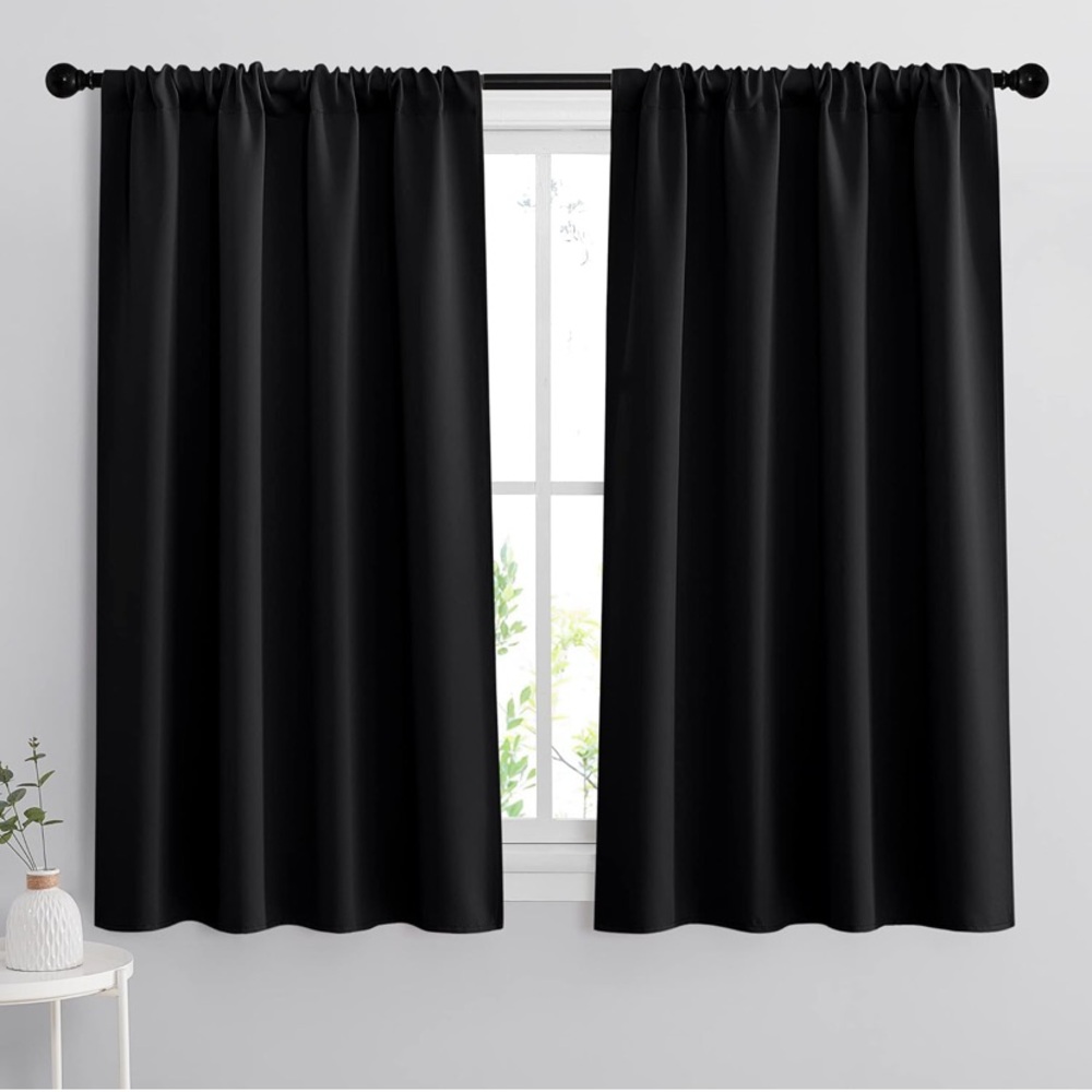 NEW Blackout Curtains Black Light Block Drapes Set of 2 42” x 45” Rod Pocket